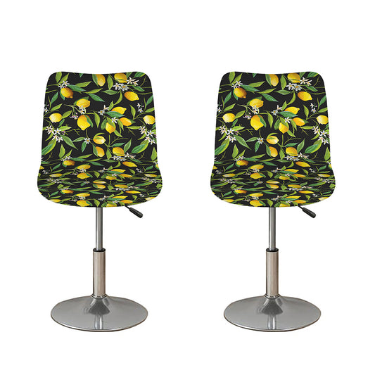 Lemon And Flower Pattern Print Bar Stool Covers