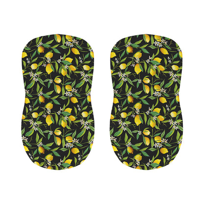 Lemon And Flower Pattern Print Bar Stool Covers