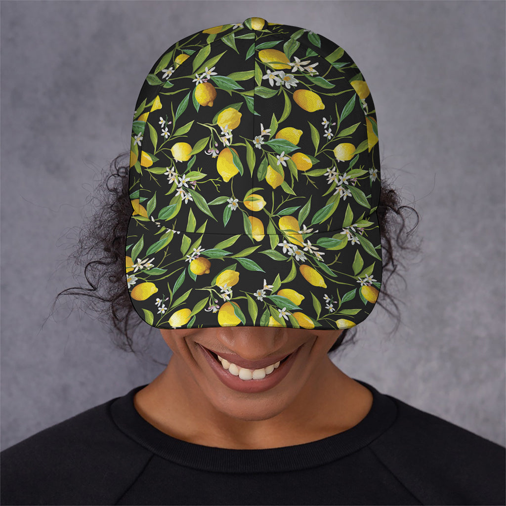 Lemon And Flower Pattern Print Baseball Cap
