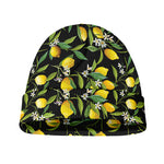 Lemon And Flower Pattern Print Beanie