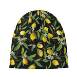 Lemon And Flower Pattern Print Beanie