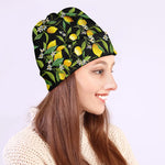 Lemon And Flower Pattern Print Beanie