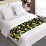 Lemon And Flower Pattern Print Bed Runner