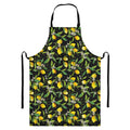 Lemon And Flower Pattern Print Bib Apron With Pocket