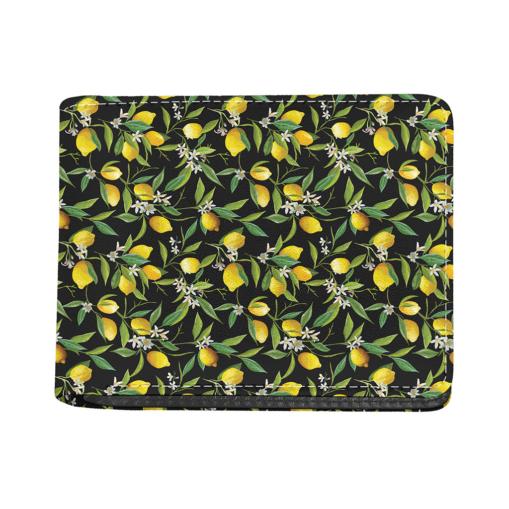 Lemon And Flower Pattern Print Bifold Wallet