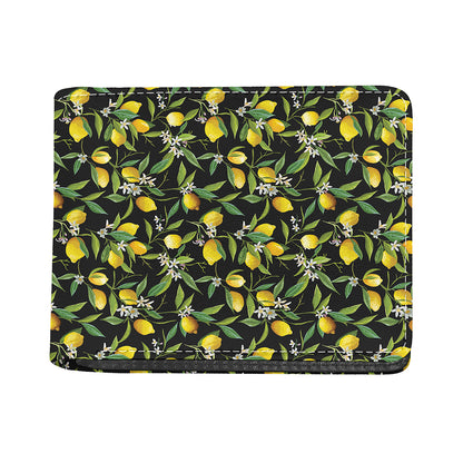 Lemon And Flower Pattern Print Bifold Wallet