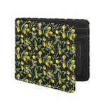 Lemon And Flower Pattern Print Bifold Wallet