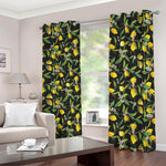 Lemon And Flower Pattern Print Blackout Grommet Curtains