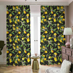 Lemon And Flower Pattern Print Blackout Pencil Pleat Curtains