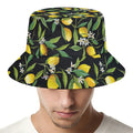 Lemon And Flower Pattern Print Bucket Hat