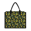 Lemon And Flower Pattern Print Canvas Tote Bag
