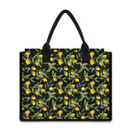 Lemon And Flower Pattern Print Canvas Tote Bag