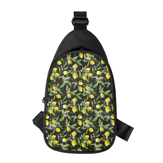 Lemon And Flower Pattern Print Chest Bag