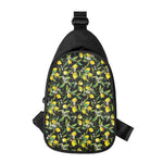 Lemon And Flower Pattern Print Chest Bag
