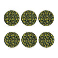 Lemon And Flower Pattern Print Coaster Set