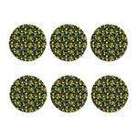 Lemon And Flower Pattern Print Coaster Set