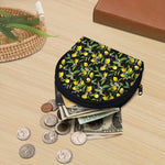 Lemon And Flower Pattern Print Coin Purse