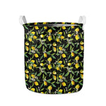 Lemon And Flower Pattern Print Collapsible Laundry Basket