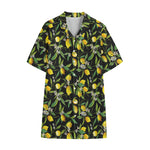 Lemon And Flower Pattern Print Cotton Hawaiian Shirt