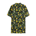 Lemon And Flower Pattern Print Cotton Hawaiian Shirt