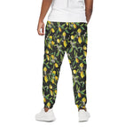 Lemon And Flower Pattern Print Cotton Pants