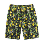 Lemon And Flower Pattern Print Cotton Shorts