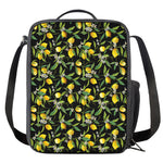 Lemon And Flower Pattern Print Crossbody Lunch Bag