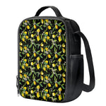 Lemon And Flower Pattern Print Crossbody Lunch Bag