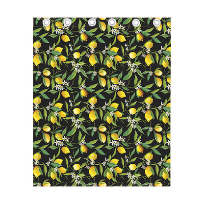 Lemon And Flower Pattern Print Curtain