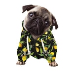 Lemon And Flower Pattern Print Dog Zip Up Hoodie