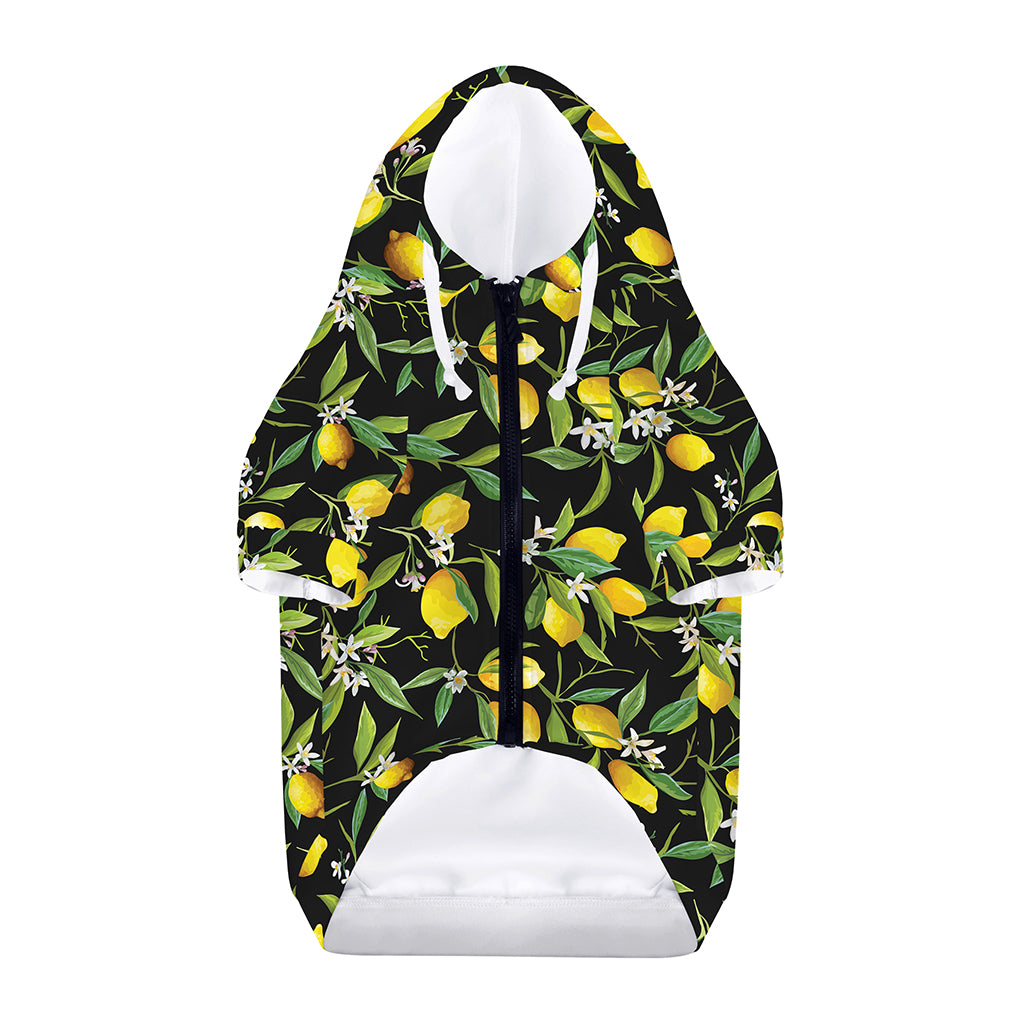 Lemon And Flower Pattern Print Dog Zip Up Hoodie