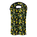 Lemon And Flower Pattern Print Double Neoprene Wine Tote