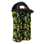 Lemon And Flower Pattern Print Double Neoprene Wine Tote
