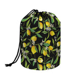 Lemon And Flower Pattern Print Drawstring Makeup Bag