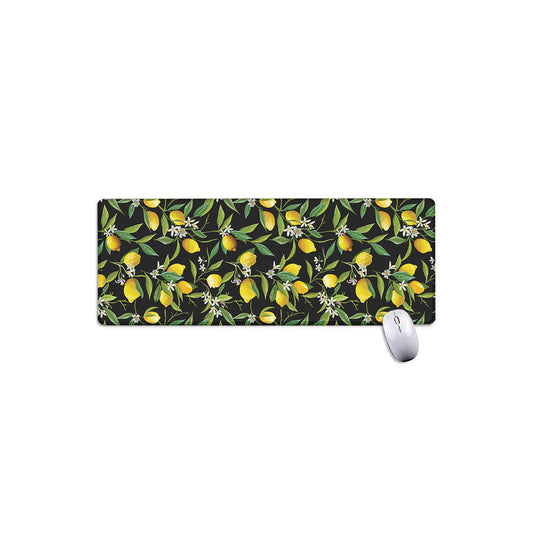 Lemon And Flower Pattern Print Extended Mouse Pad