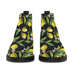Lemon And Flower Pattern Print Flat Ankle Boots