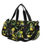 Lemon And Flower Pattern Print Gym Bag