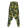 Lemon And Flower Pattern Print Hammer Pants