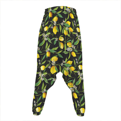 Lemon And Flower Pattern Print Hammer Pants