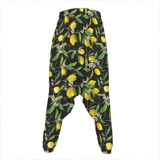 Lemon And Flower Pattern Print Hammer Pants