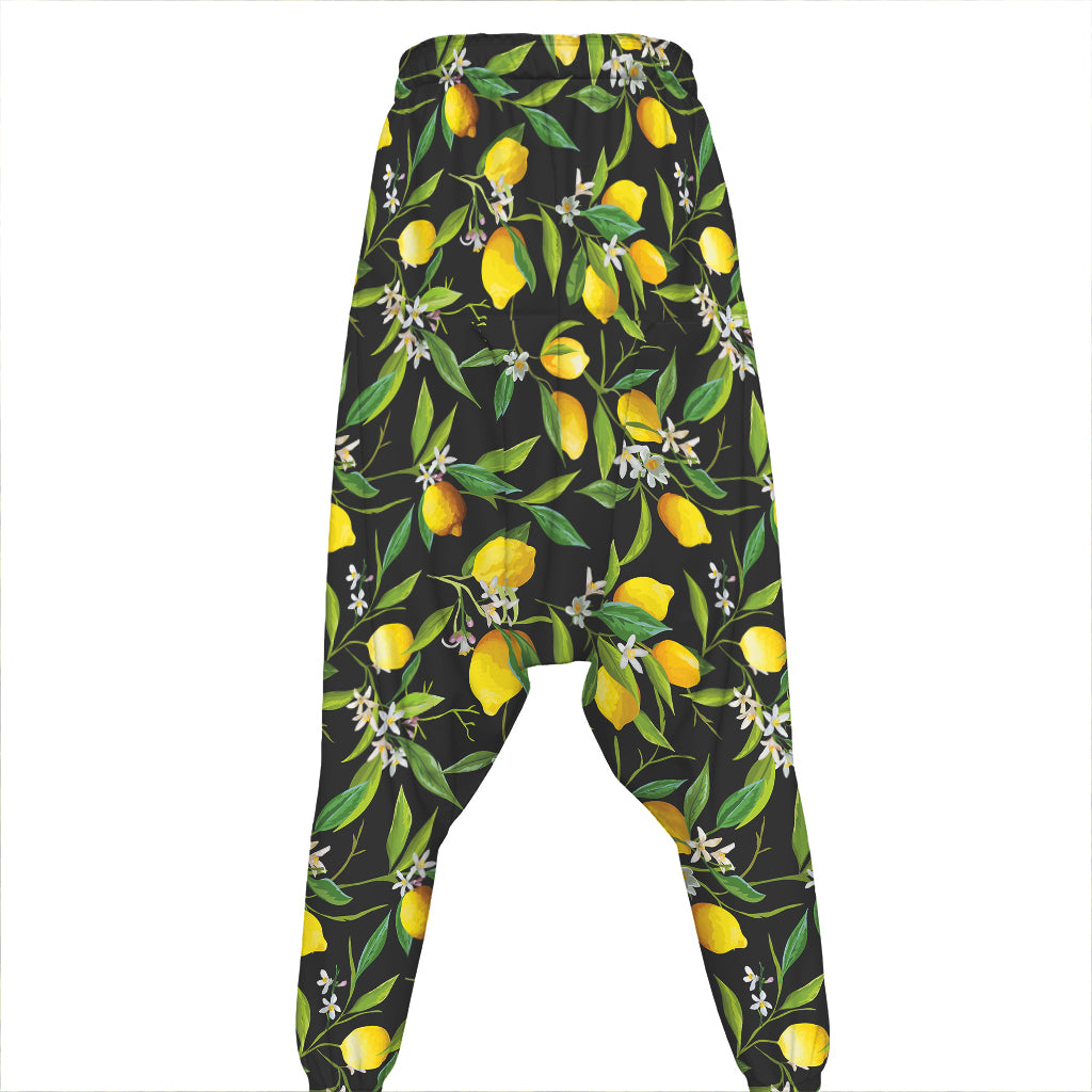 Lemon And Flower Pattern Print Hammer Pants