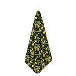 Lemon And Flower Pattern Print Hand Towel