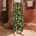 Lemon And Flower Pattern Print Harem Pants