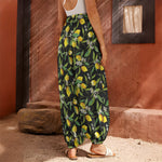Lemon And Flower Pattern Print Harem Pants