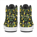 Lemon And Flower Pattern Print High Top Leather Sneakers