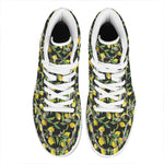 Lemon And Flower Pattern Print High Top Leather Sneakers