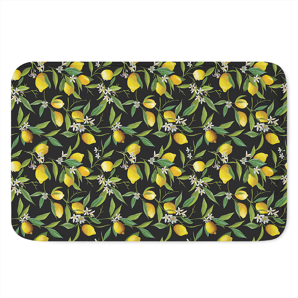 Lemon And Flower Pattern Print Indoor Door Mat