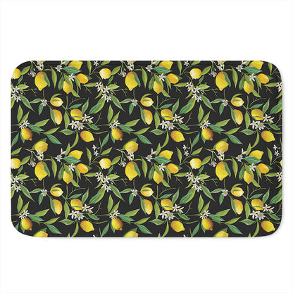 Lemon And Flower Pattern Print Indoor Door Mat