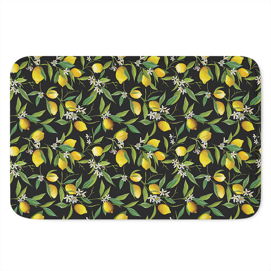 Lemon And Flower Pattern Print Indoor Door Mat