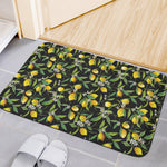 Lemon And Flower Pattern Print Indoor Door Mat